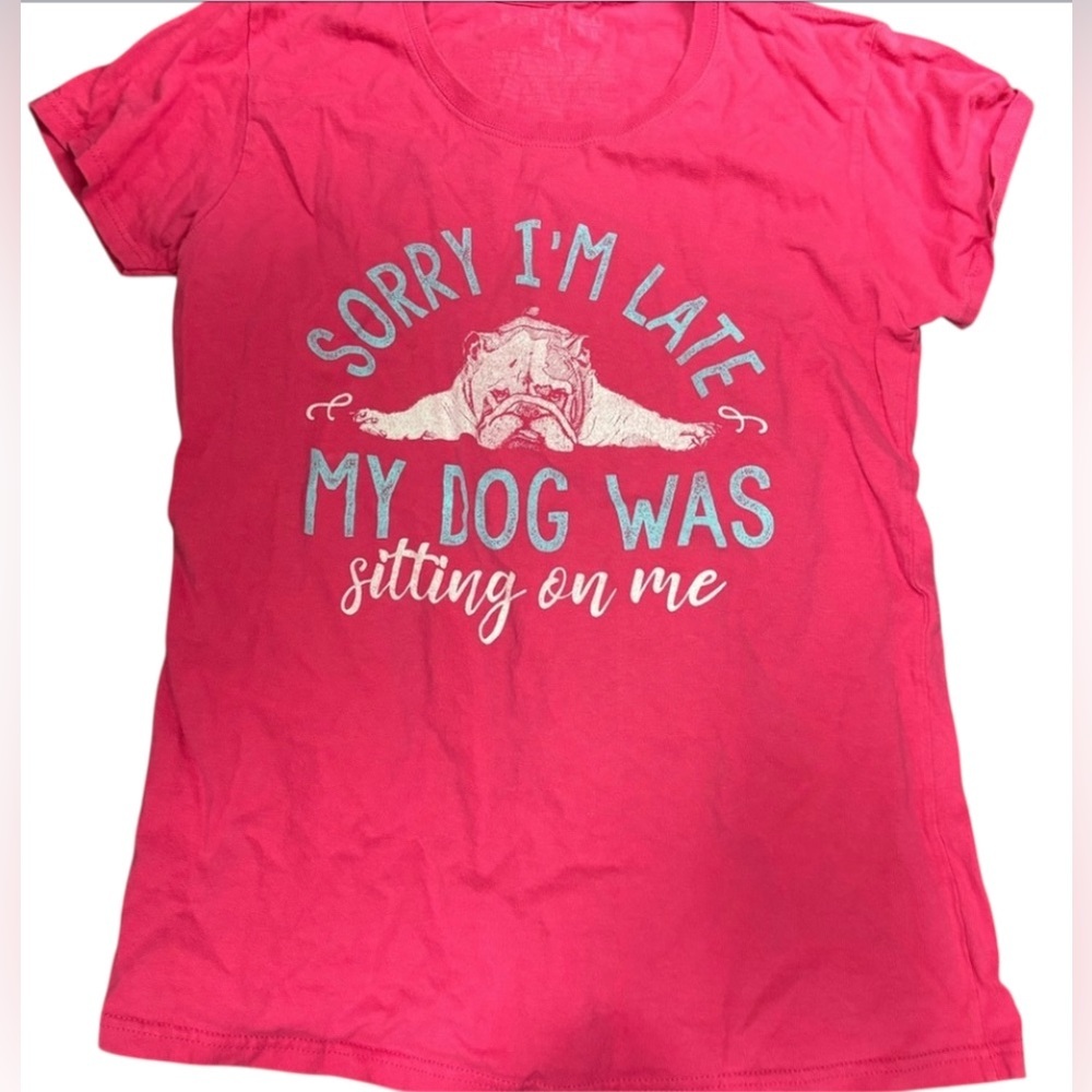 Hot Pink Short Sleeve Dog Graphic Tee